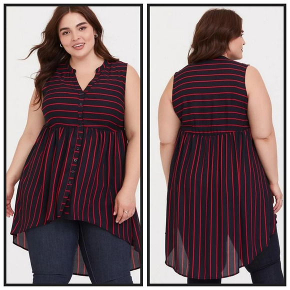 Torrid Lexie Georgette Tunic Tank Top Size 1 - Picture 1 of 6